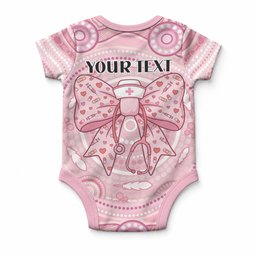 Aussie Nurse Personalised Baby Onesie Pink Stethoscope Coquette Bow Aboriginal Dot Art