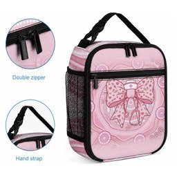 Aussie Nurse Lunch Bag Pink Stethoscope Coquette Bow Aboriginal Dot Art