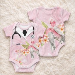 Aussie Nurse RN Pink Cockatoo Baby Onesie