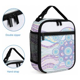 Australian Indigenous Aboriginal Art Lunch Bag Vivid Pastel Pink Teal