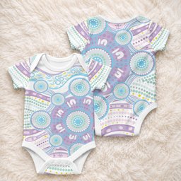 Australian Indigenous Aboriginal Art Baby Onesie Vivid Pastel Pink Teal