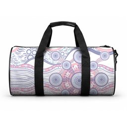 Australian Indigenous Aboriginal Art Duffle Bag Vivid Pastel Peach Purple