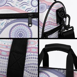 Australian Indigenous Aboriginal Art Duffle Bag Vivid Pastel Peach Purple