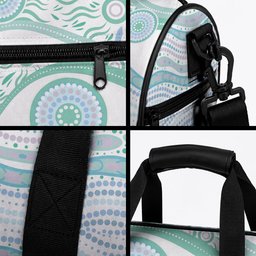 Australian Indigenous Aboriginal Art Duffle Bag Vivid Pastel Teal Green