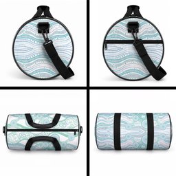 Australian Indigenous Aboriginal Art Duffle Bag Vivid Pastel Teal Green