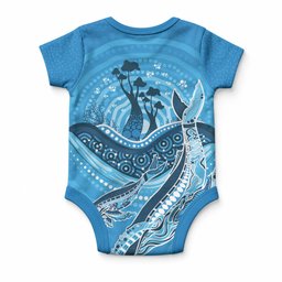 Aboriginal Ocean Whale Baby Onesie Dot Art Dreamtime Tree of Life