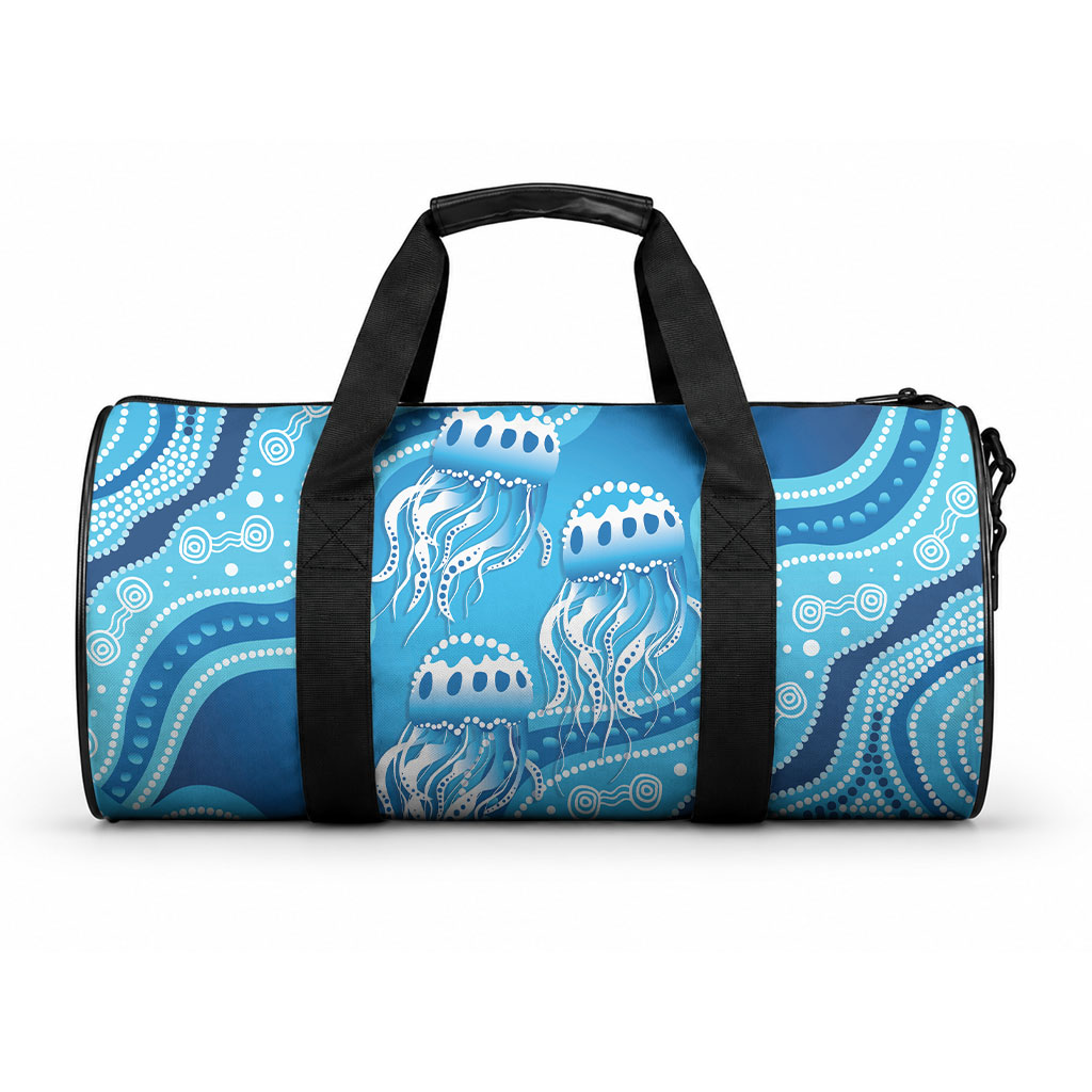Aboriginal Ocean Jellyfish Duffle Bag Dot Art Dreamtime Style