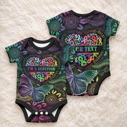 Australia Cancer Survivor Personalised Baby Onesie I’m A Survivor Ribbon Heart