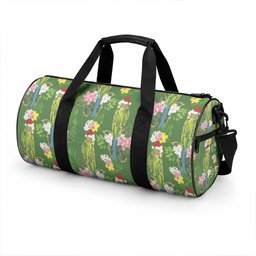 Aussie Santa Budgie Christmas Duffle Bag Green Parakeet Tropical Floral