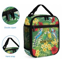 Australia Budgerigars Parakeets Personalised Lunch Bag Cute Budgies Santa Tropical Flowers