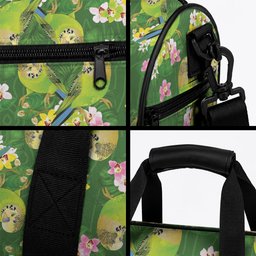 Australia Budgerigars Parakeets Duffle Bag Green And Yellow Bird Seamless Orchids Flowers