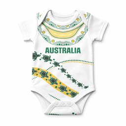 2026 Autumn Rugby Nations Australia Custom Baby Onesie Indigenous Turtle Aboriginal Dot Art