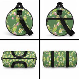 Australia Budgerigars Parakeets Duffle Bag Green And Yellow Bird Seamless Orchids Flowers