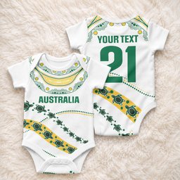 2026 Autumn Rugby Nations Australia Custom Baby Onesie Indigenous Turtle Aboriginal Dot Art