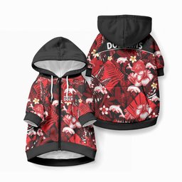 Dolphins Rugby Pet Hoodie Fashion Tropical Jungle Flowers