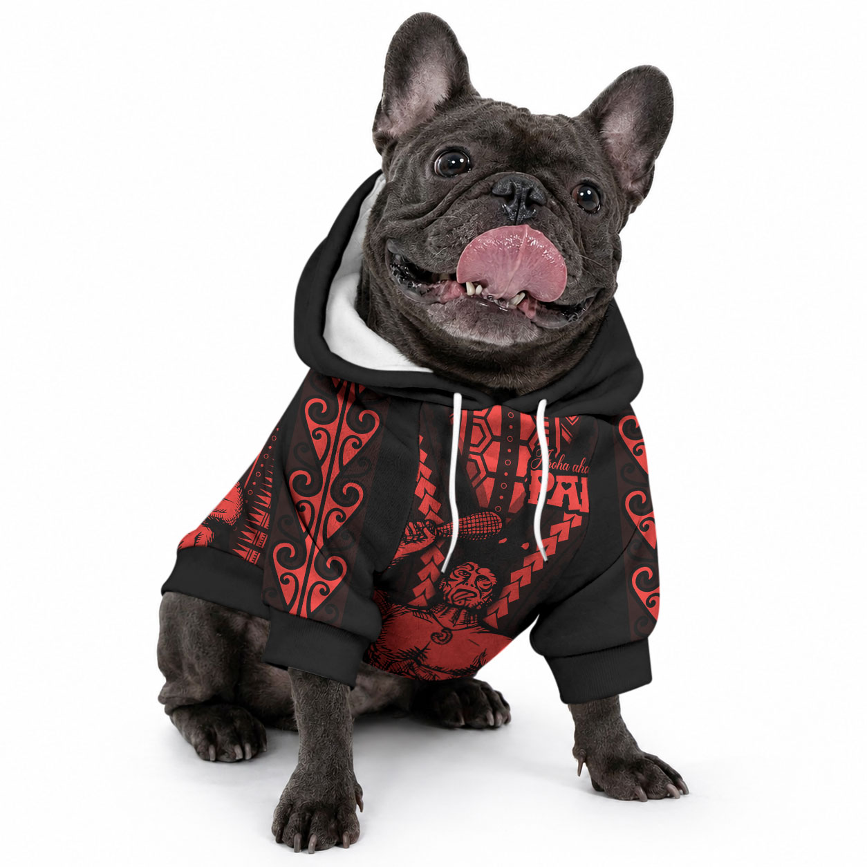 Maori Fathers Day New Zealand Pet Hoodie Aroha Ahau Ki A Koe Papa - Red