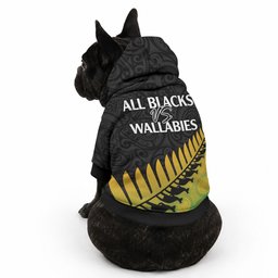 Australia Wallabies and Aotearoa Rugby Pet Hoodie Kangaroo Black Fern Maori Gradient Vibe
