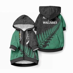 Australia Wallabies and Aotearoa Rugby Pet Hoodie Kangaroo Black Fern Maori Green Vibe