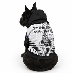 New Zealand Maori Rugby Pet Hoodie Proud Aoteroa Stylised Maori Koru