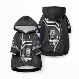 New Zealand Aotearoa Rugby Pet Hoodie Black Fern Maori Tribal Sporty Style