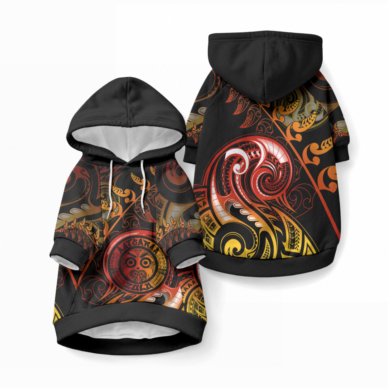 New Zealand Pet Hoodie Aotearoa Wisdom Face Maori Fern Tattoo Arty