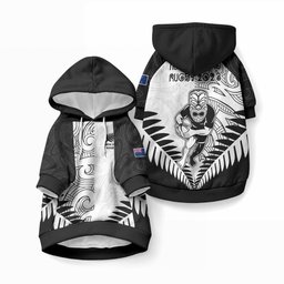 New Zealand Maori Rugby Pet Hoodie Proud Aoteroa Stylised Maori Koru