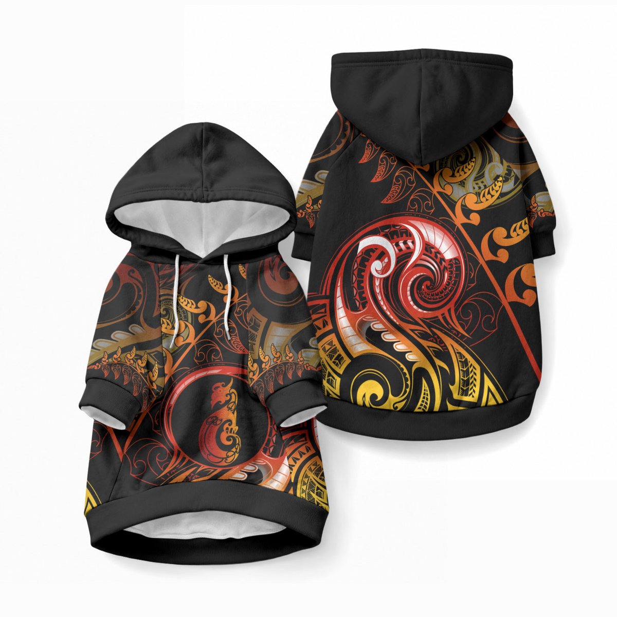 New Zealand Pet Hoodie Aotearoa Manaia Maori Fern Tattoo Arty