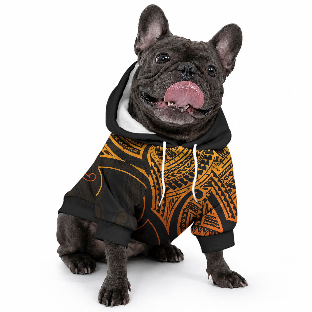 Aotearoa Maori Koru Pet Hoodie Polynesian Pacific Tribal - Gold