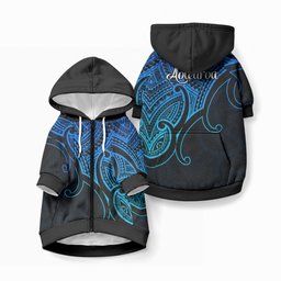 Aotearoa Maori Koru Pet Hoodie Polynesian Pacific Tribal - Blue