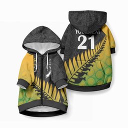 Custom Australia Wallabies and Aotearoa Rugby Pet Hoodie Kangaroo Black Fern Maori Gradient Vibe
