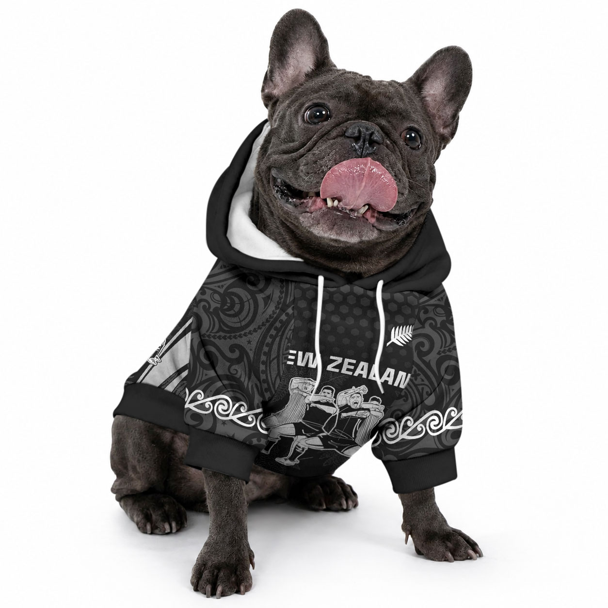 Custom New Zealand Aotearoa Rugby Pet Hoodie Haka Dance Mixed Silver Fern Sporty Style