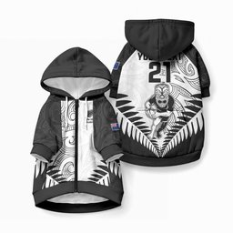 Custom New Zealand Maori Rugby Pet Hoodie Proud Aoteroa Stylised Maori Koru