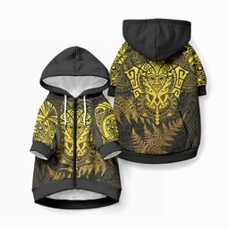 New Zealand Maori Rugby Personalised Pet Hoodie Silver Fern All Black Mix Ta Moko Gold Style