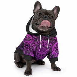 New Zealand Maori Rugby Pet Hoodie Silver Fern All Black Mix Ta Moko Purple Style