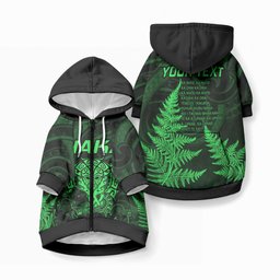 Personalised New Zealand Maori Rugby Pet Hoodie Aotearoa Ka Mate Haka All Black Mix Ta Moko Green Style