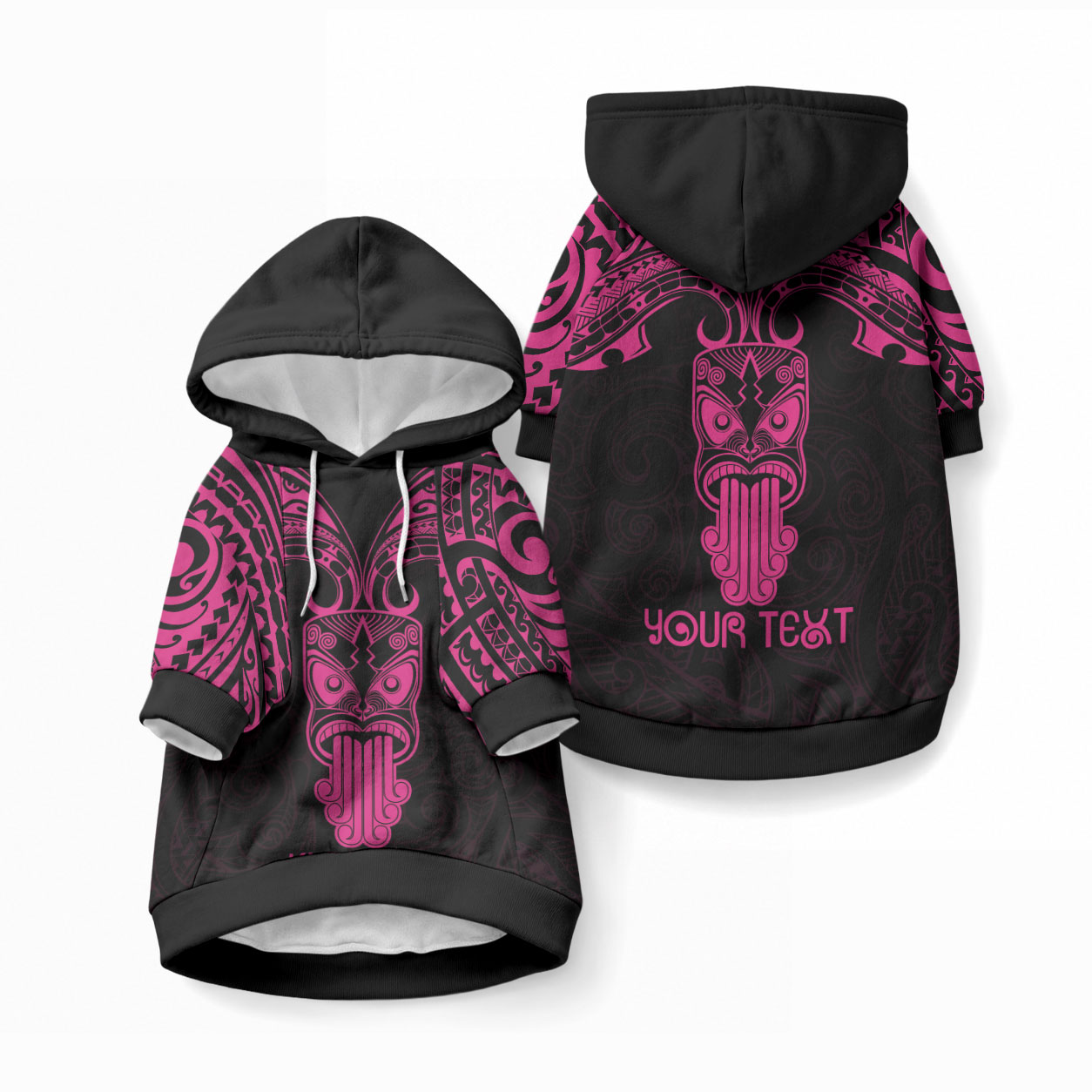 Personalised New Zealand Te Reo Maori Pet Hoodie Kia Kaha Maori Language Week Pink Style