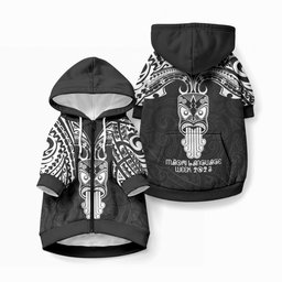 New Zealand Te Reo Maori Pet Hoodie Kia Kaha Maori Language Week Black Style