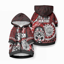 Te Reo Maori New Zealand Pet Hoodie Aotearoa Kia Haka Maori Tribal Tattoo Red Style