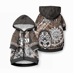 Personalised Te Reo Maori New Zealand Pet Hoodie Aotearoa Kia Haka Maori Tribal Tattoo Gold Style