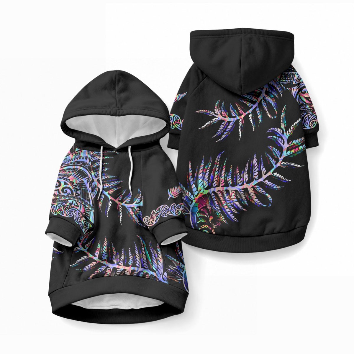 New Zealand Pet Hoodie Aotearoa Silver Fern Mixed Papua Shell Purple Vibe
