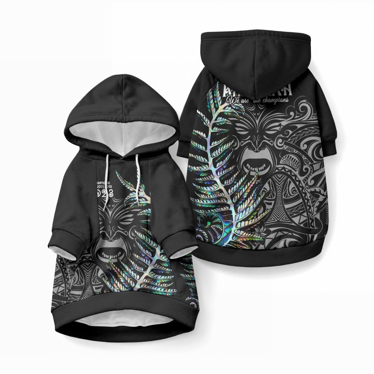 New Zealand Maori Rugby Pet Hoodie NZ Black Fern Champions History With Papua Shell