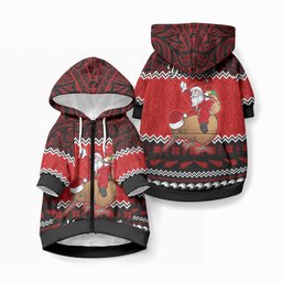 Personalised New Zealand Christmas Pet Hoodie Kiwi Santa Claus Maori Meri Kirihimete