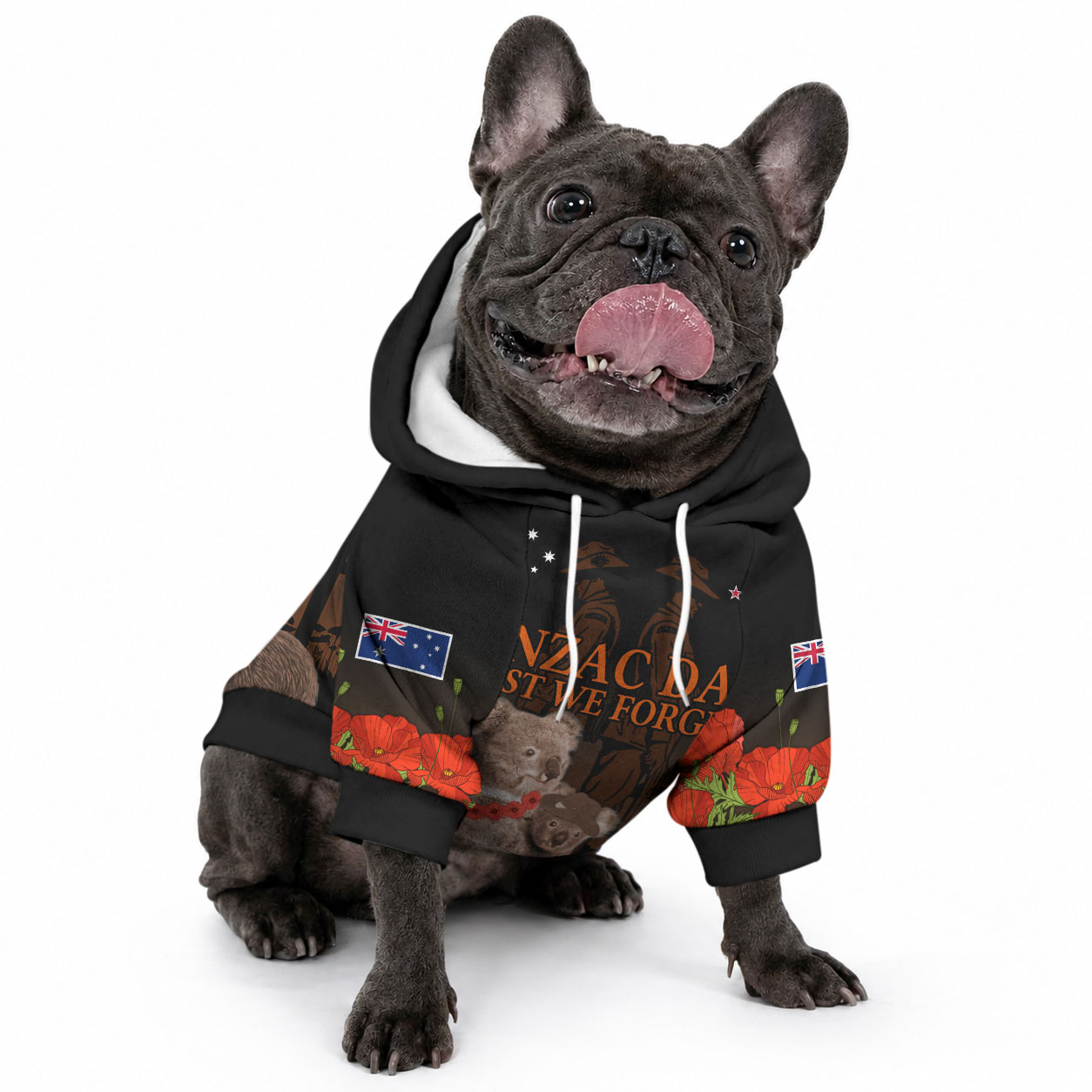 Koala and Kiwi Bird ANZAC Day Custom Pet Hoodie Soldier Style