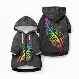 Personalised New Zealand Wellington Pride Pet Hoodie Maori Fern with Pride Flag 2024