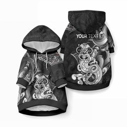 Personalised New Zealand Potae Pango Cricket Pet Hoodie Special Maori Hei Tiki Tribal Tattoo