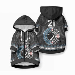 Custom Fiji and New Zealand Pet Hoodie Maori Fern Mix Tapa Tribal Unique