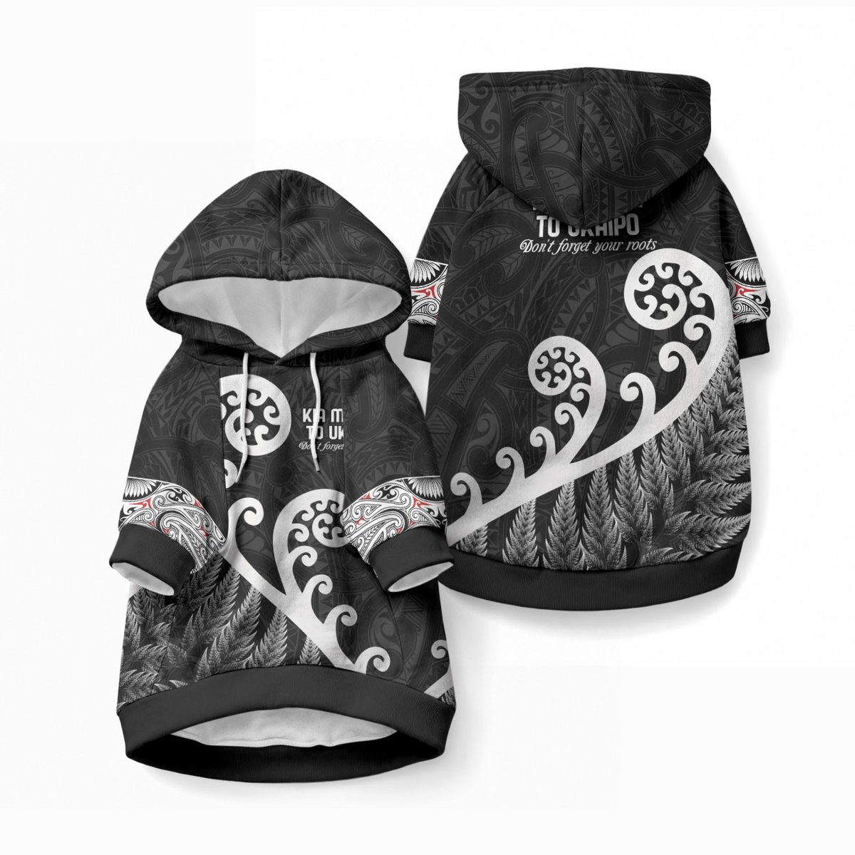 Kia Mau Ki To Ukaipo Pet Hoodie Te Reo Maori Koru Fern Art
