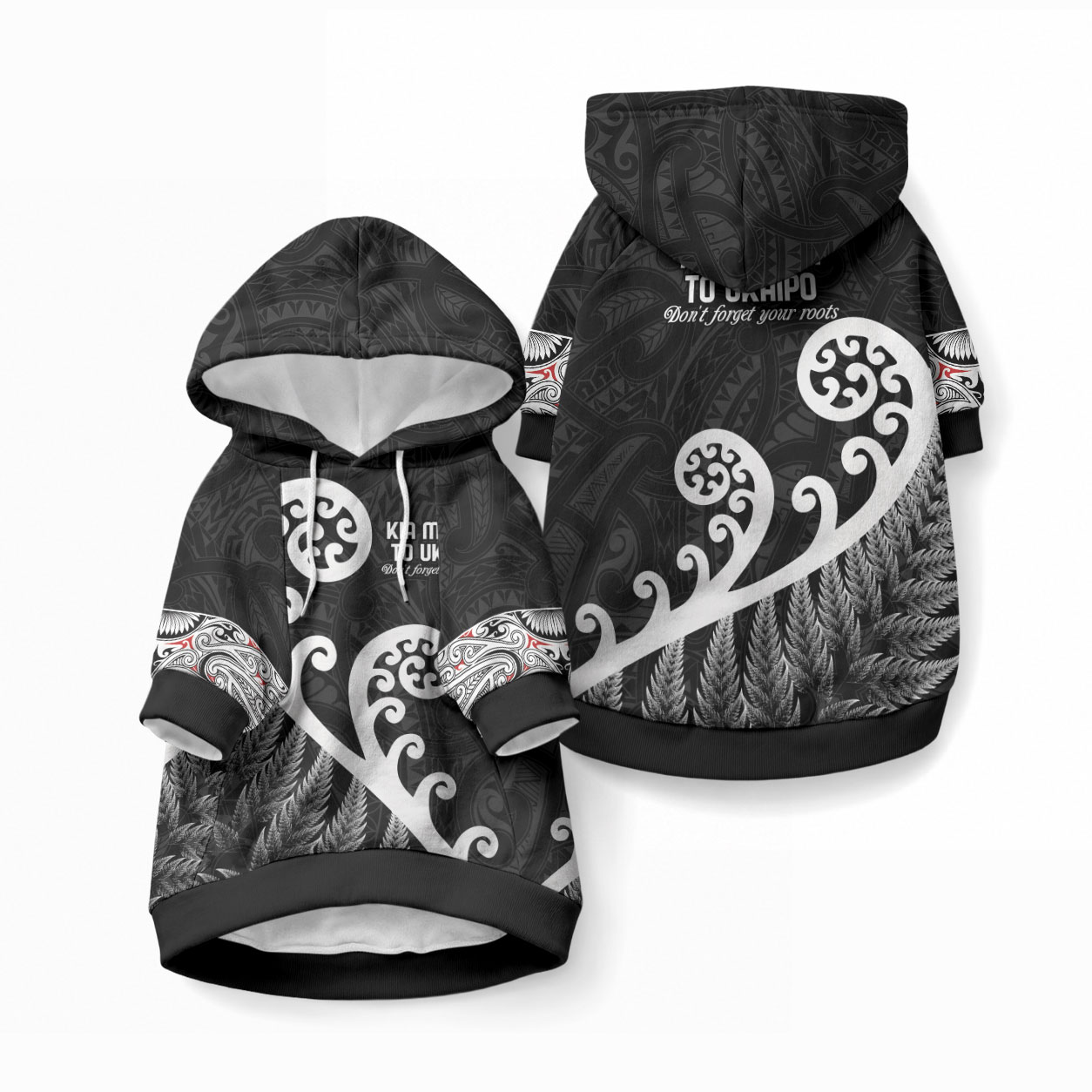 Kia Mau Ki To Ukaipo Pet Hoodie Te Reo Maori Koru Fern Art