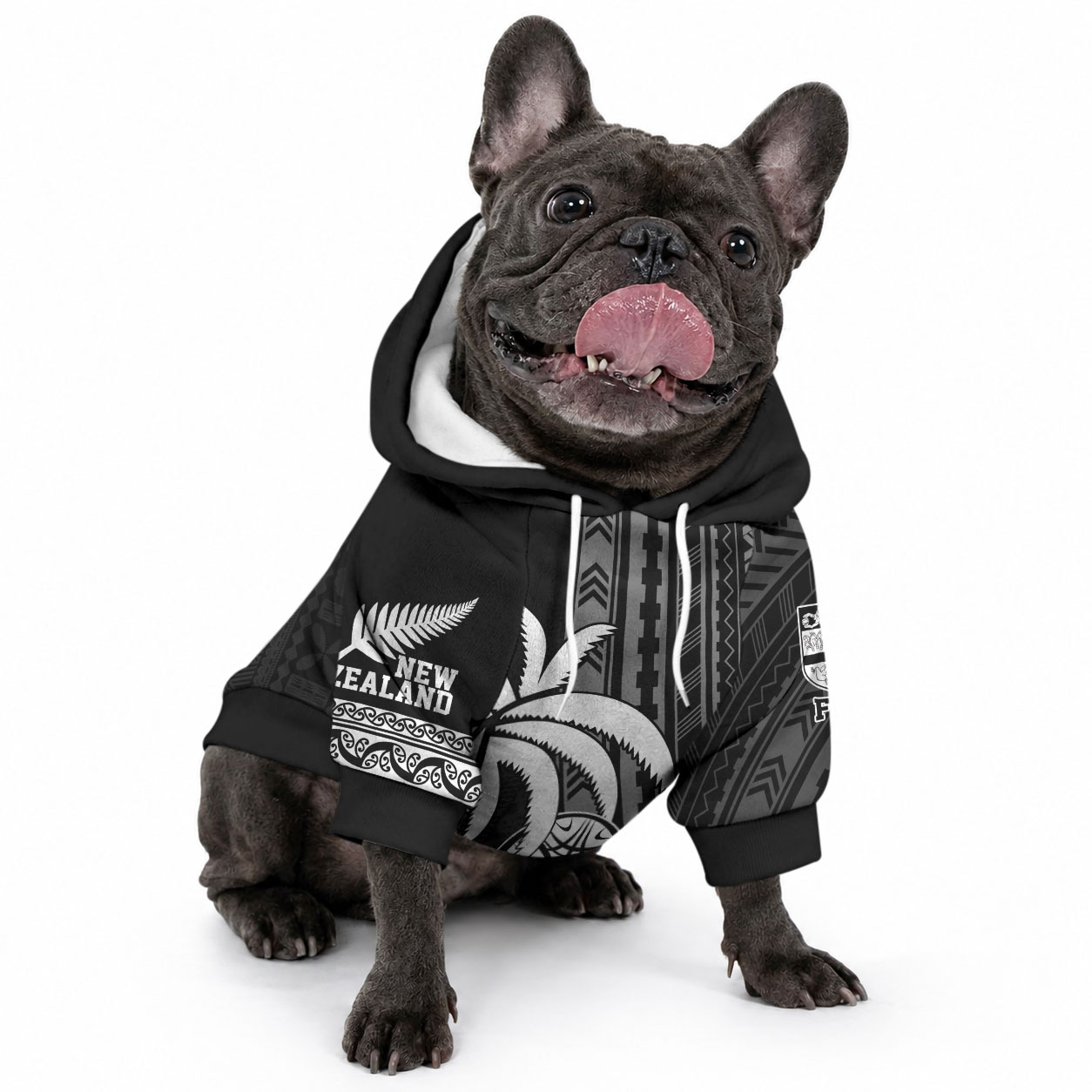 Custom Fiji New Zealand Maori Rugby Pet Hoodie Make History Together