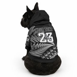 Custom Fiji New Zealand Maori Rugby Pet Hoodie Cibi Dance with Black Fern